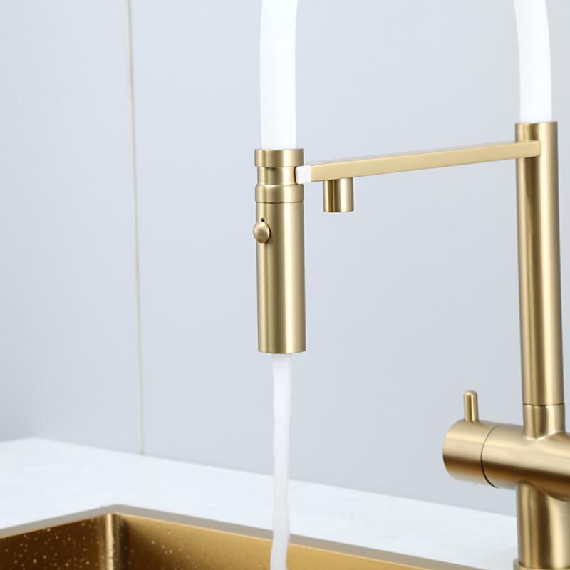 Смеситель для кухни с фильтром Gappo G97 G4397-83 золотой сатин