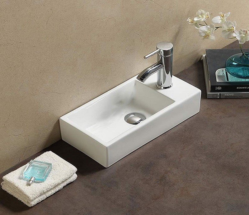 Подвесная/накладная раковина CeramaLux 40,5 N 9048DL левая белая