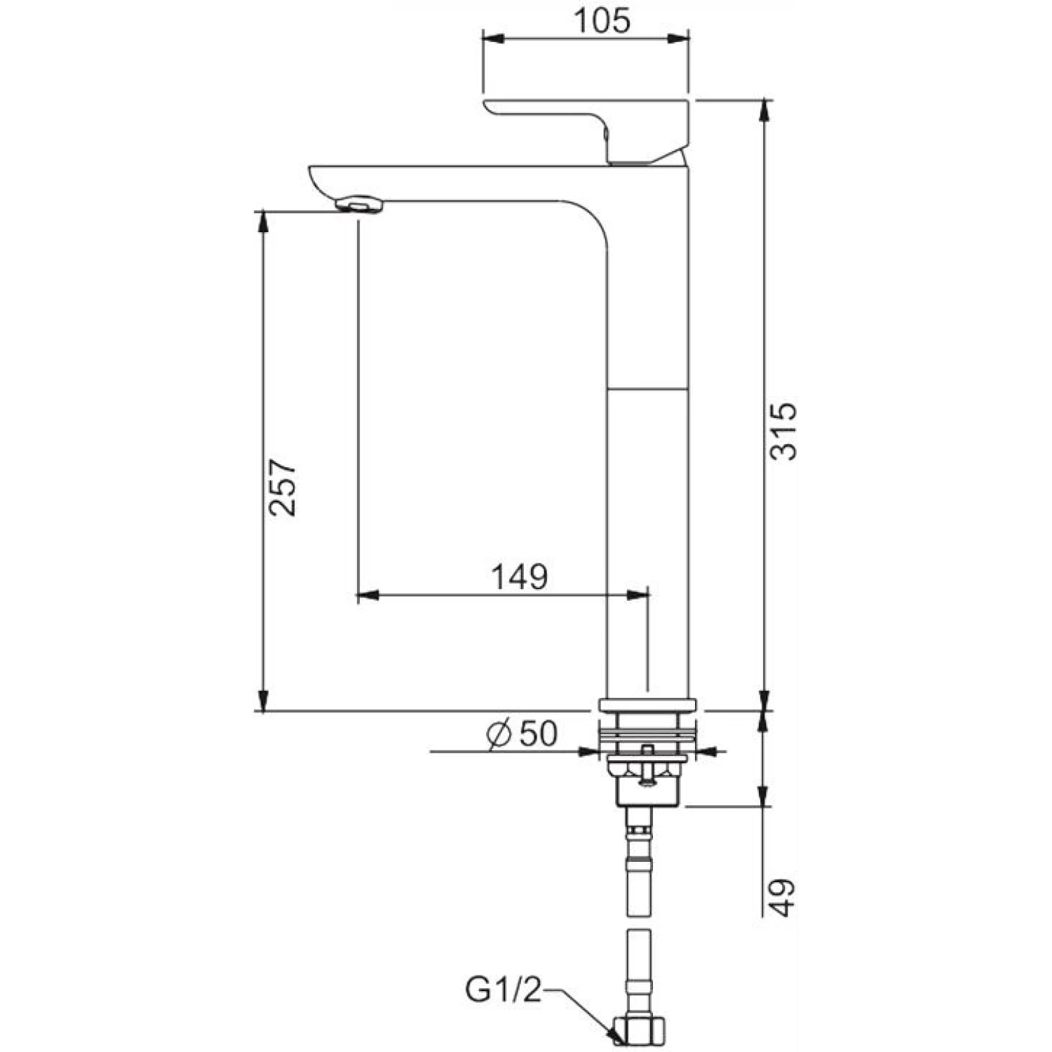 Высокий смеситель для раковины Gappo G48-9 G1048-92 оружейная сталь