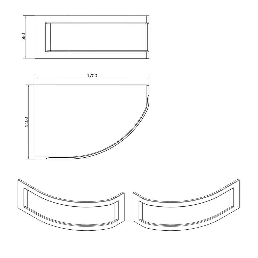 Фронтальная панель для ванны Cersanit Kaliope 170 универсальная