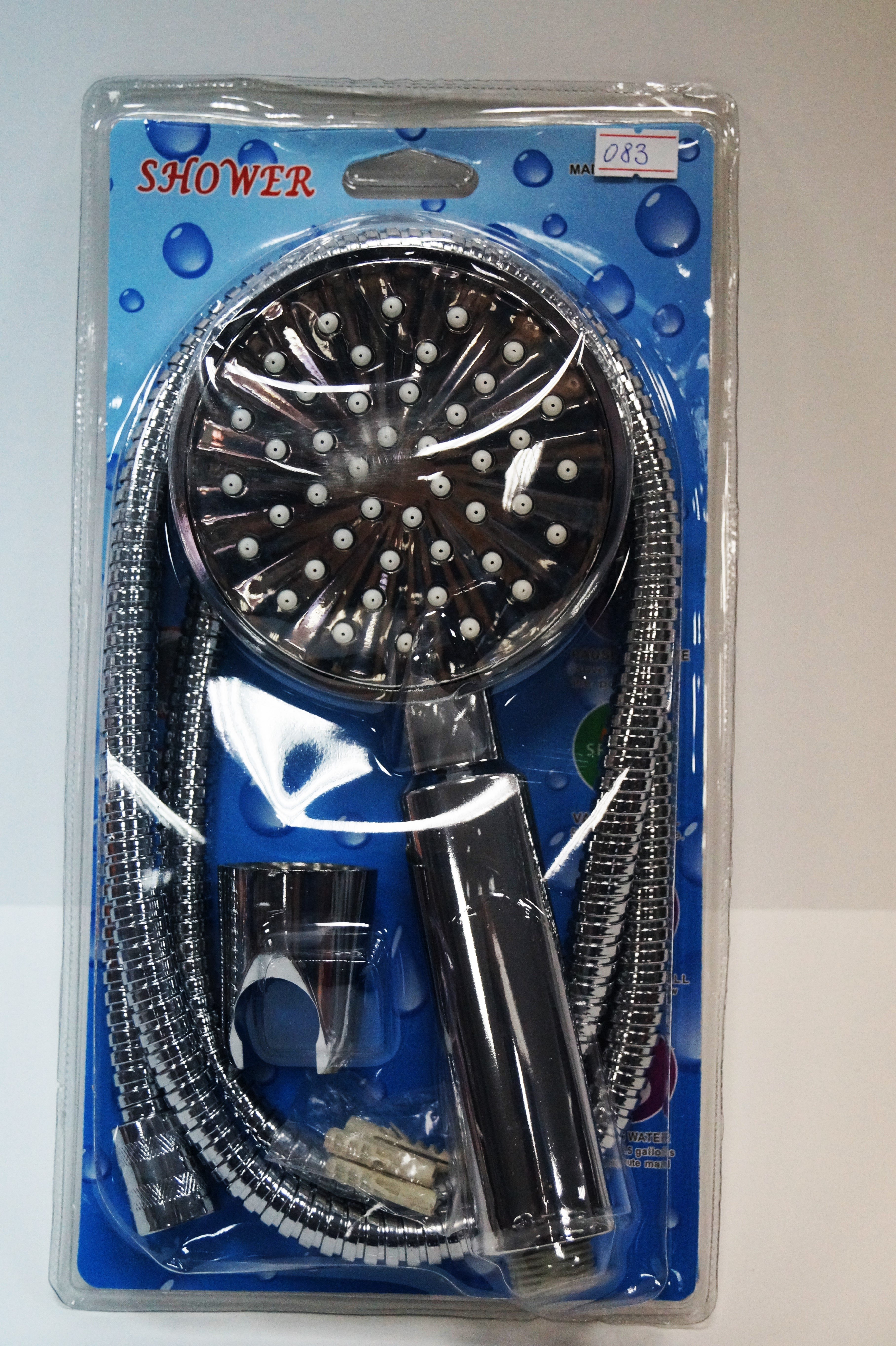 Душевой набор в блистере с хромированной лейкой 083