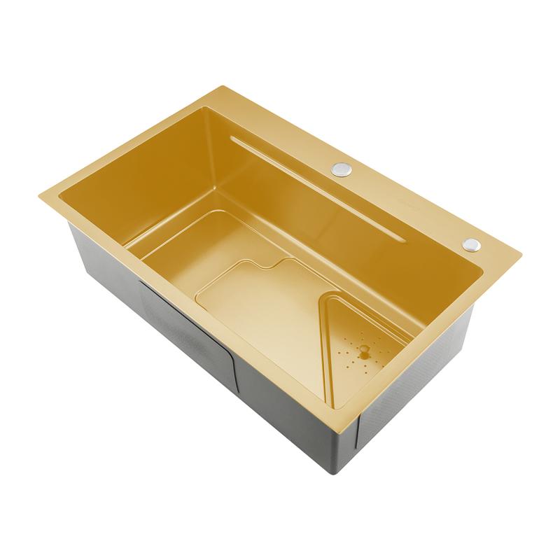 Мойка для кухни с коландером из нержавеющей стали Gappo G7246-3 золотой сатин