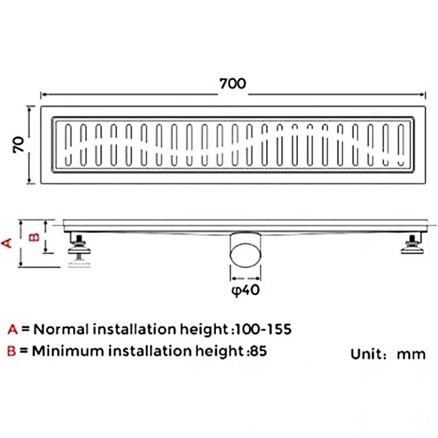 Душевой трап 80 см с комбинированным затвором Gappo G88007-33 золото