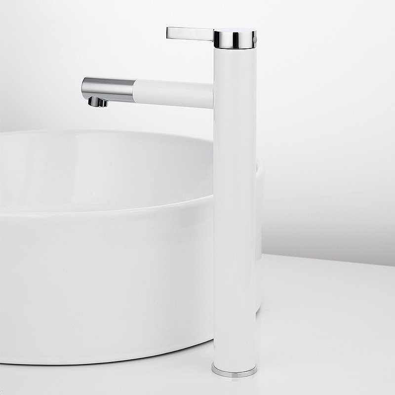 Высокий смеситель для раковины Frap F1052-15 белый-хром