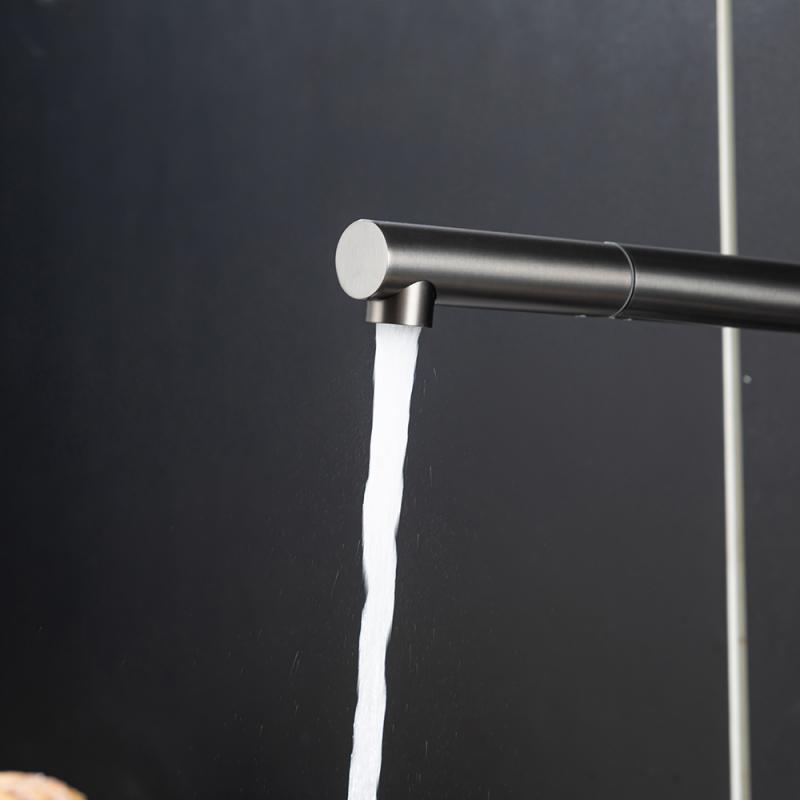 Вытяжной смеситель для кухни с фильтром Frap H96 F4396-39 оружейная сталь