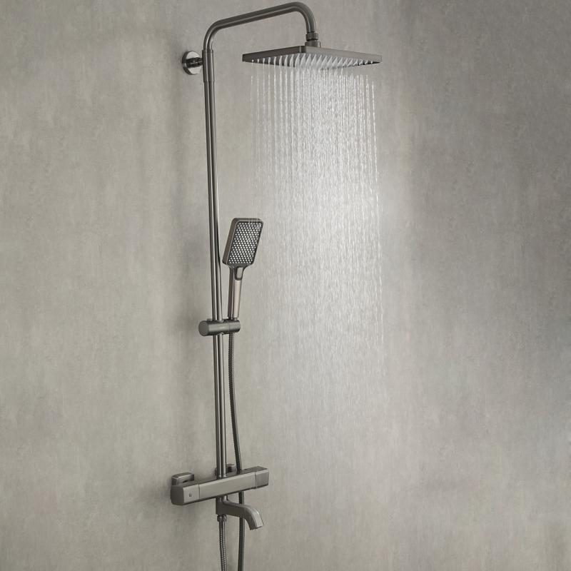 Душевая система с термостатом Gappo G91 G2491-9 оружейная сталь