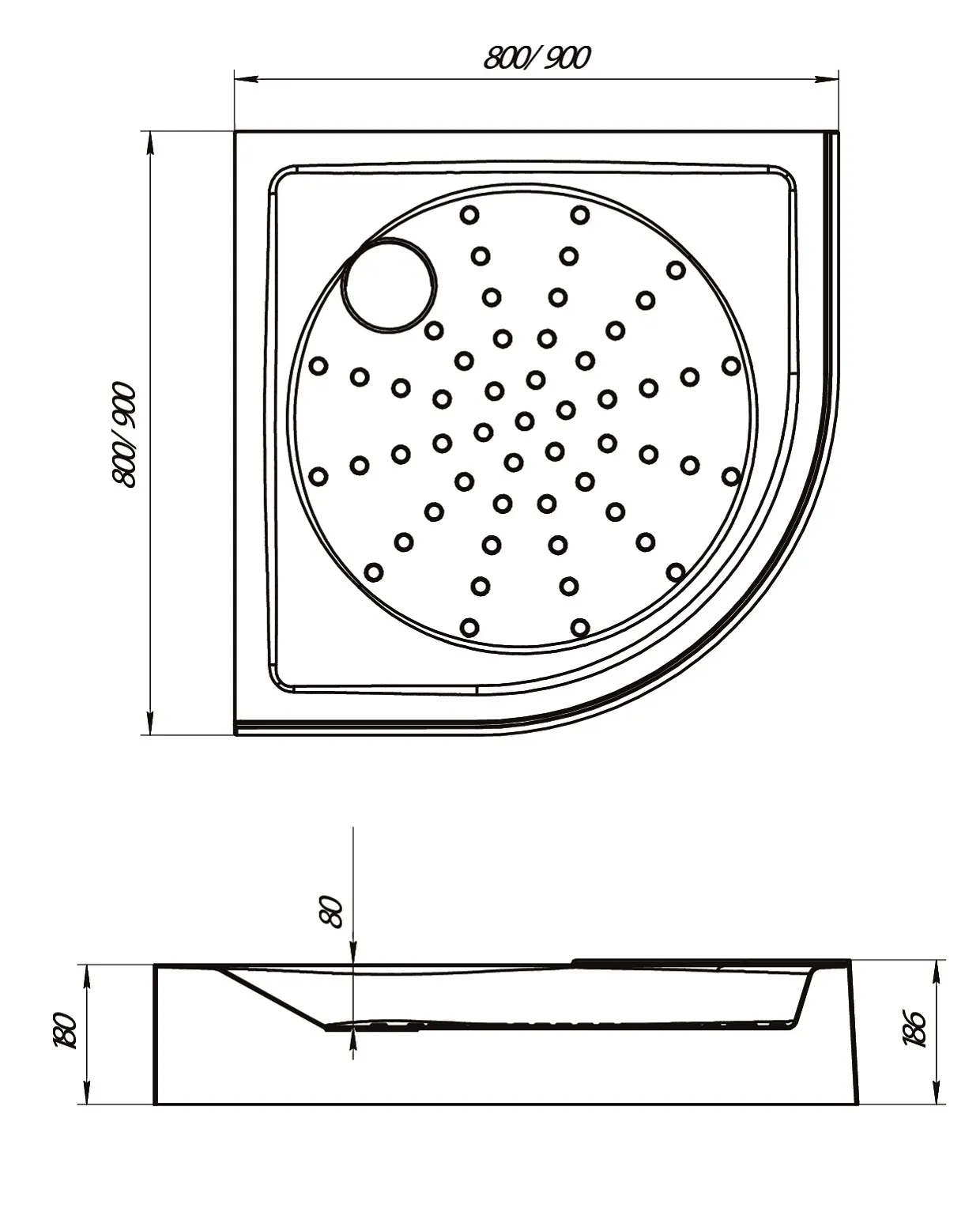Поддон 1Marka Bella полукруглый 90*90