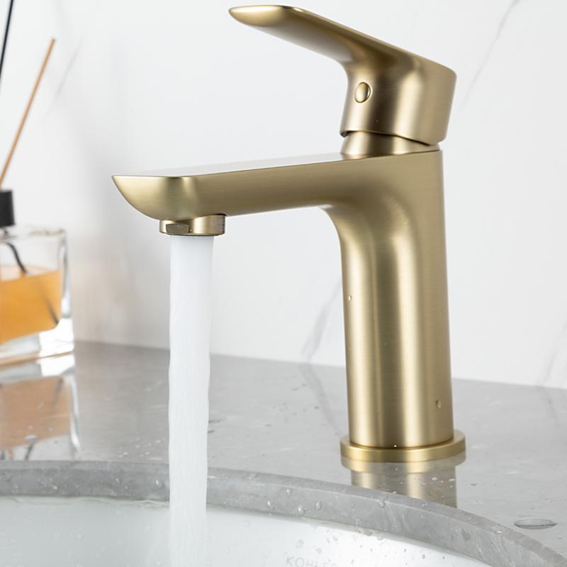 Смеситель для раковины Gappo G48-3 G1048-3 золотой сатин