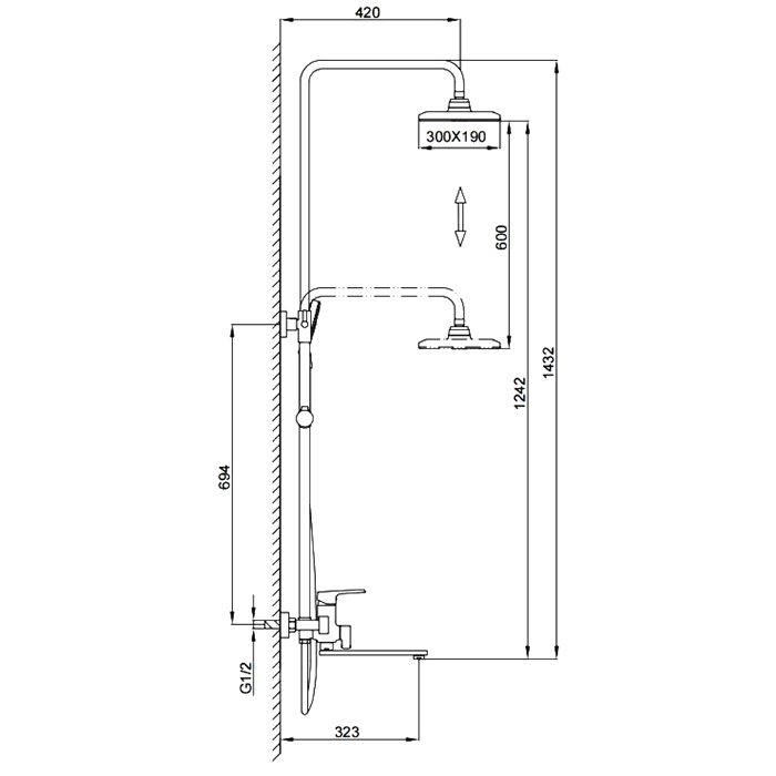 Душевая система Frap H71-9 F2471-9 оружейная сталь