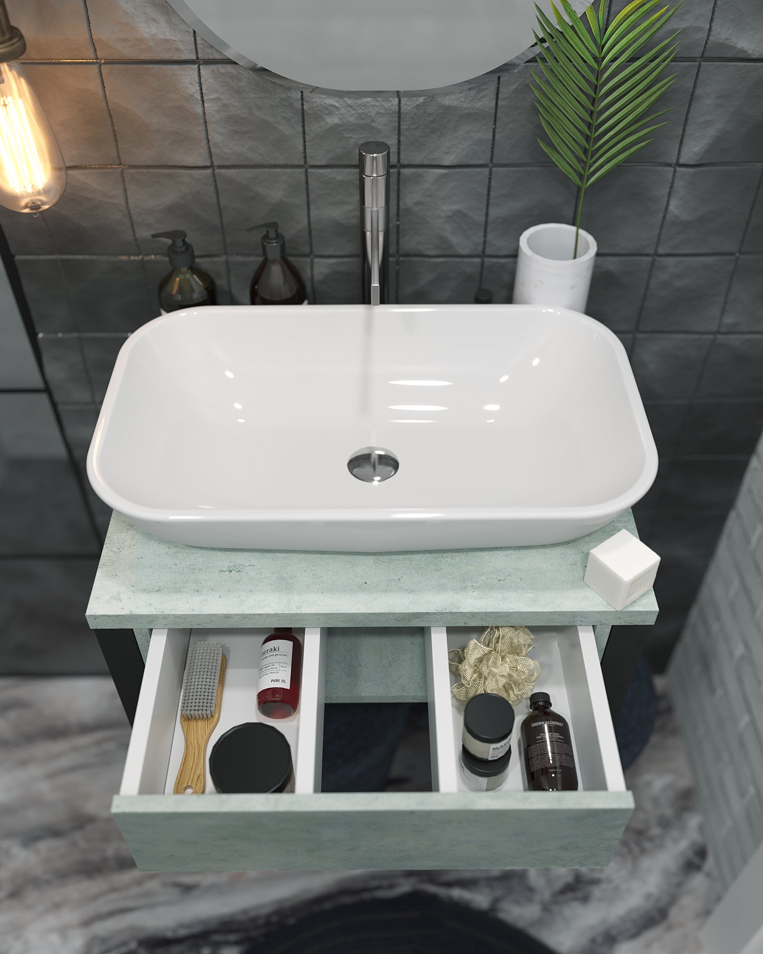 Тумба 1Marka Grunge Loft 60П 1в.я Бетон светлый