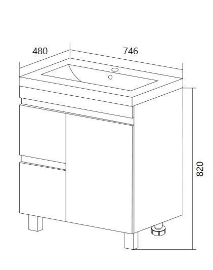 Тумба 1Marka Cube 75Н 2в.я 1д Белый глянец