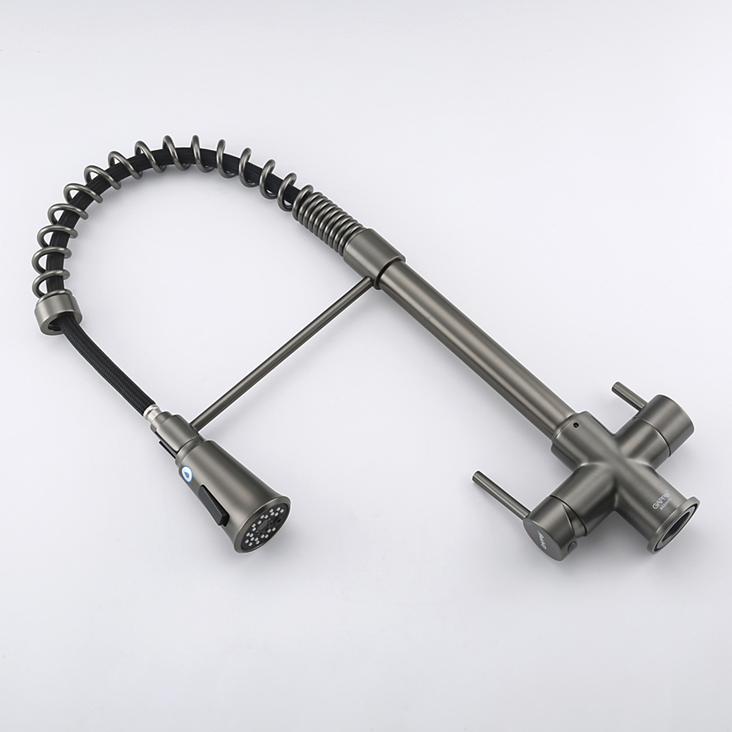 Смеситель для кухни с вытягивающимся изливом и фильтром Gappo G4398-69 оружейная сталь