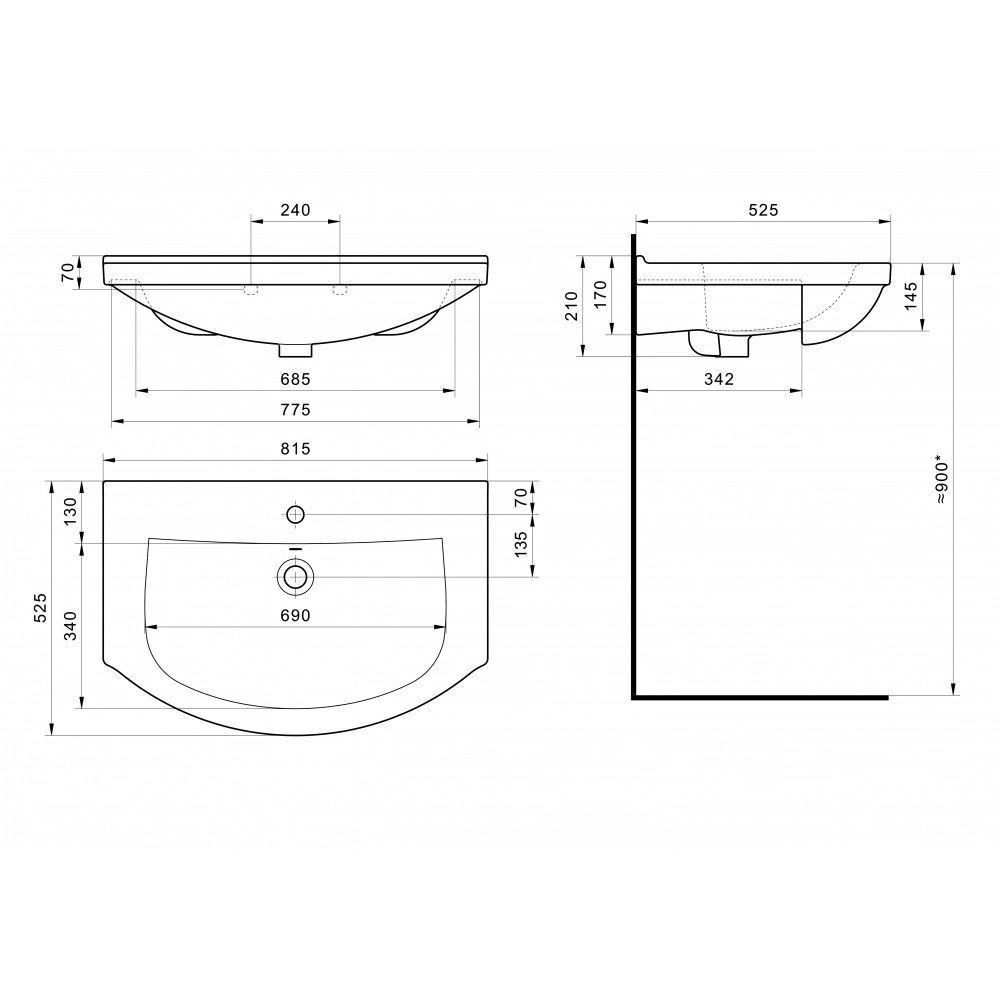 Мебельная раковина Santek Эльбрус 80