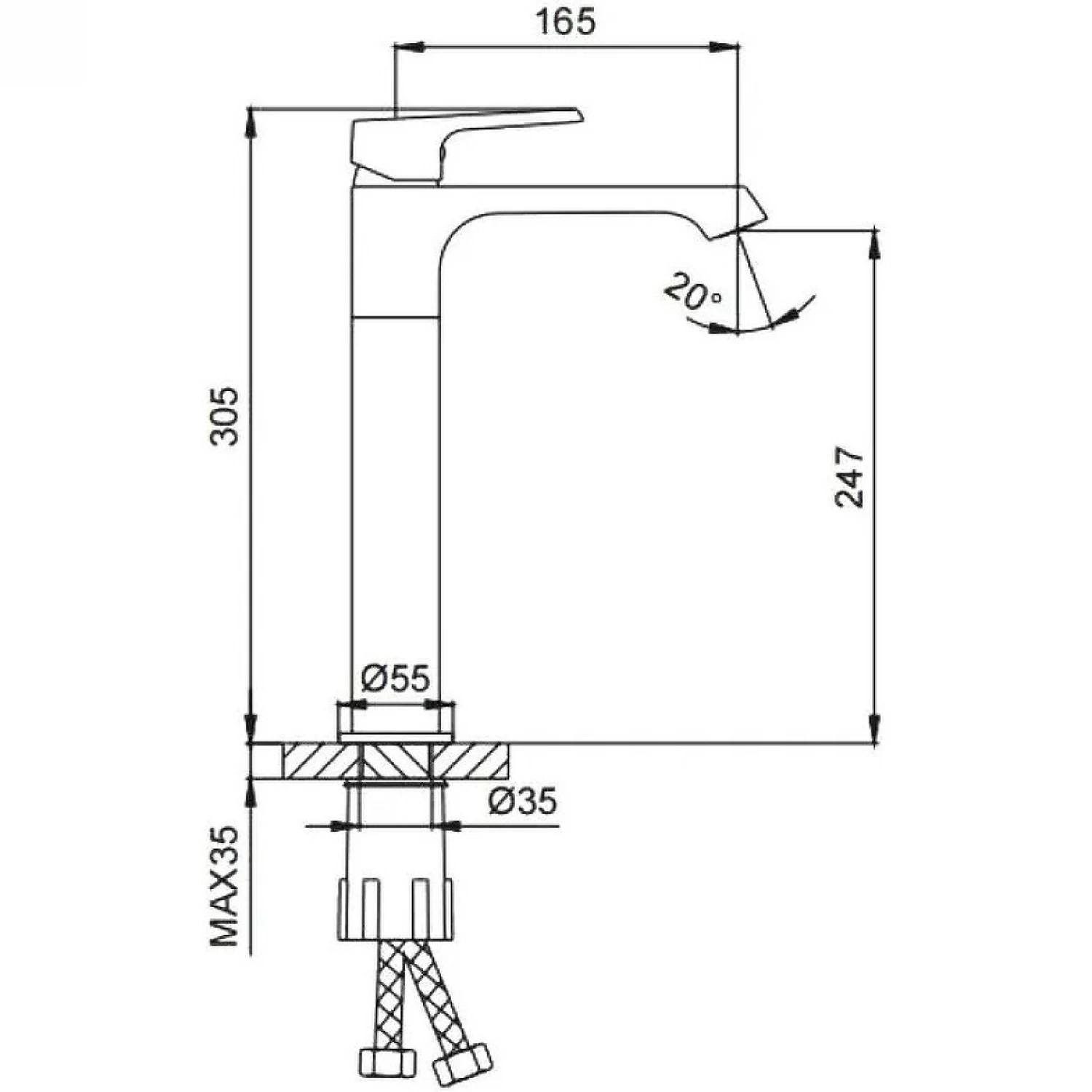 Высокий смеситель для раковины Frap H71-9 F1071-29 оружейная сталь