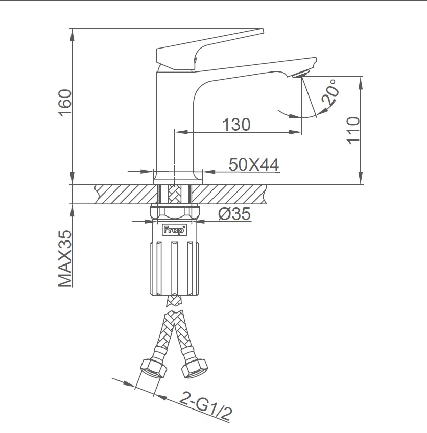 Смеситель для раковины Frap H86-9 F1086-9 оружейная сталь
