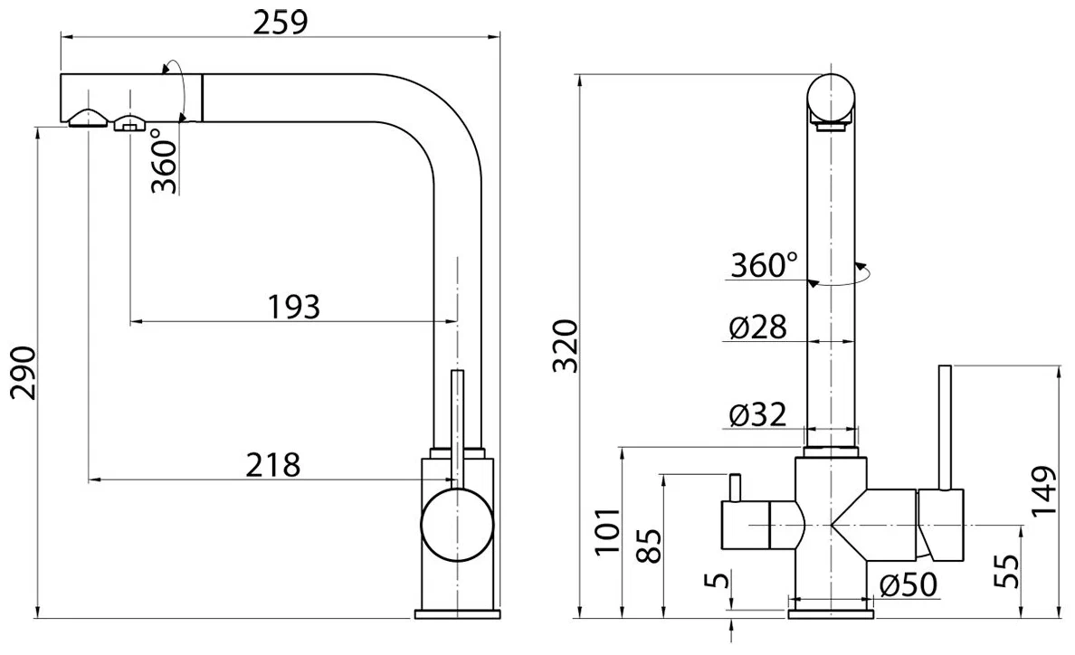 Смеситель для кухни с подключением фильтра Elghansa Kitchen Pure Water 56A5216 хром