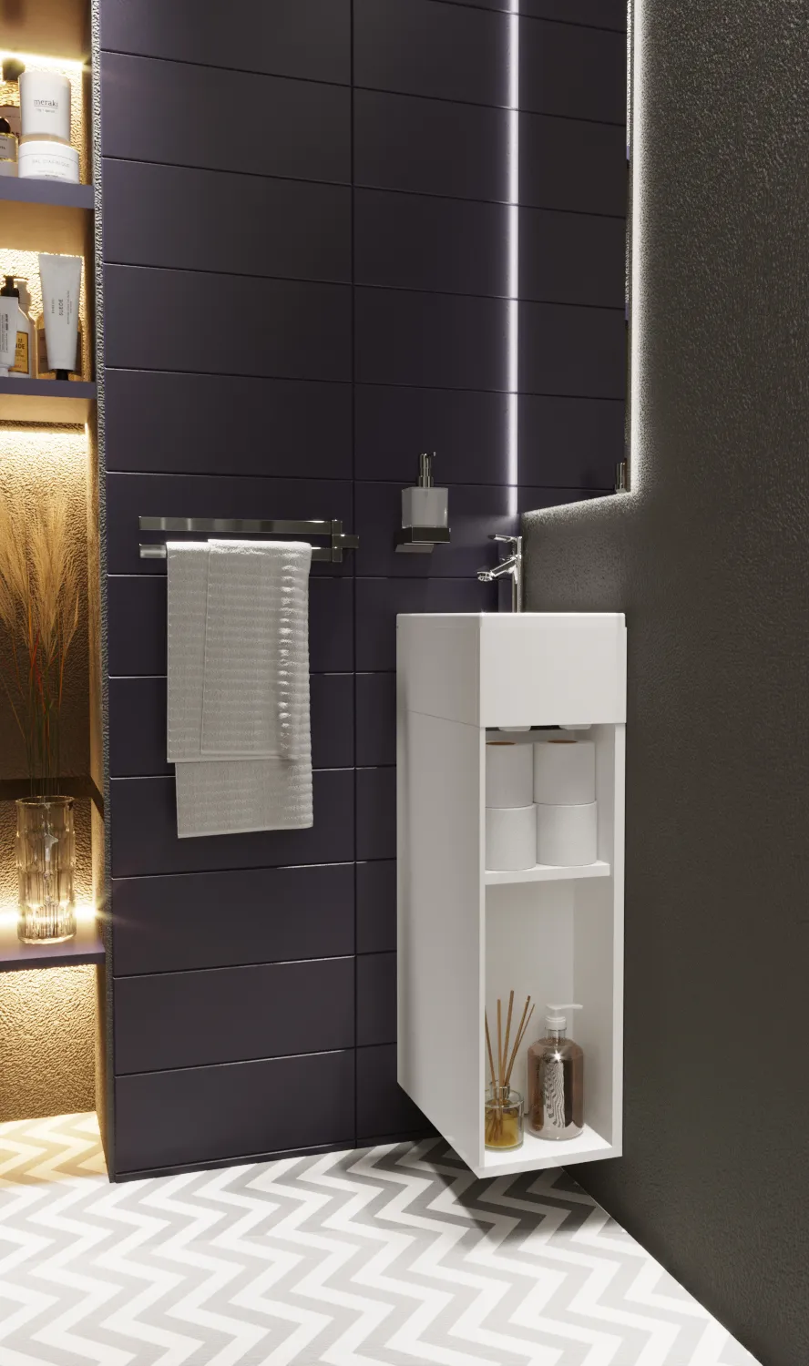 Тумба с раковиной 1Marka Laura 40Н 1д. Белый глянец L