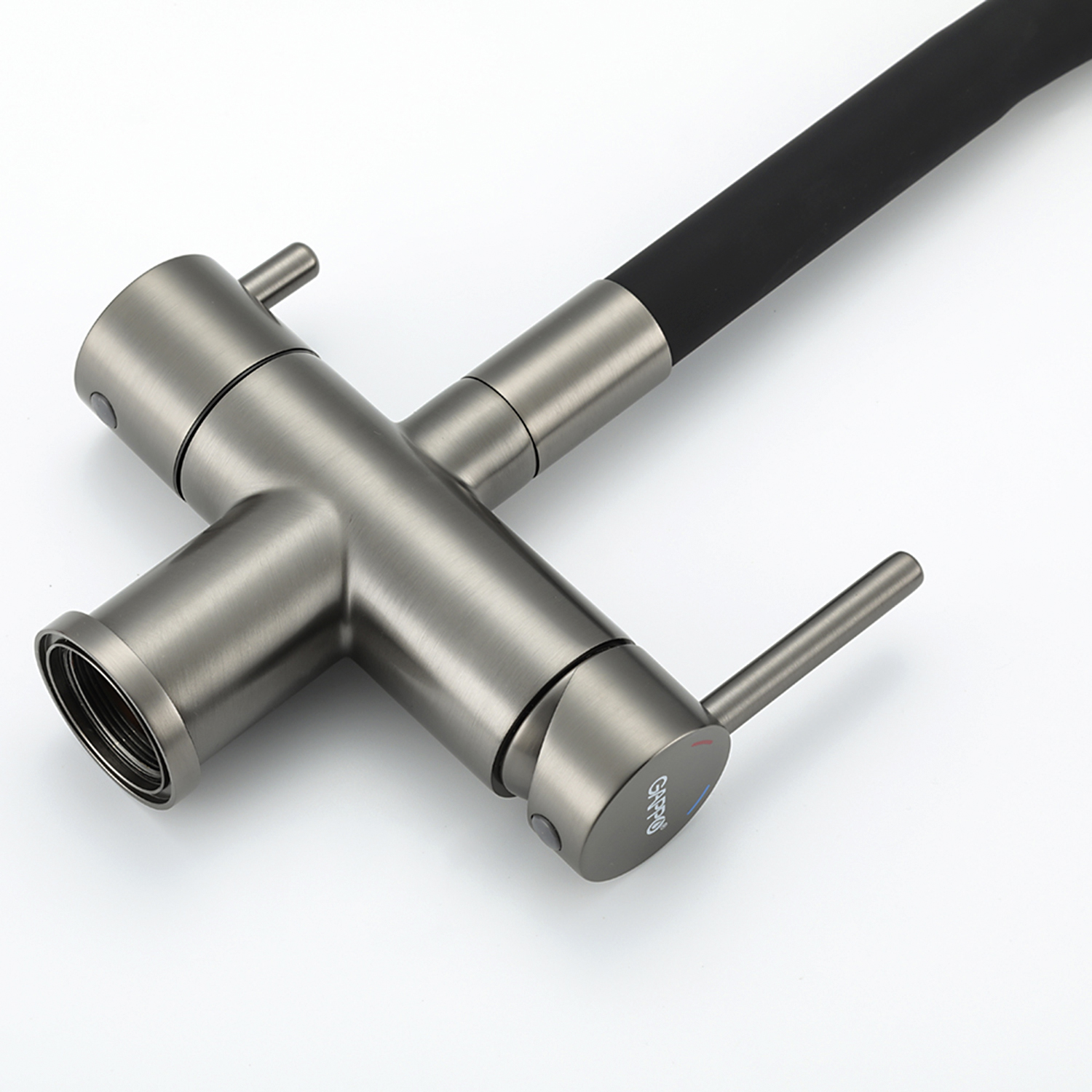 Смеситель для кухни с подключением фильтра Gappo G4398-39 оружейная сталь-черный