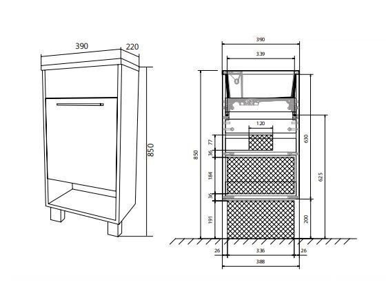 Тумба с раковиной 1Marka Lira 40Н 1д. Дуб Сонома L