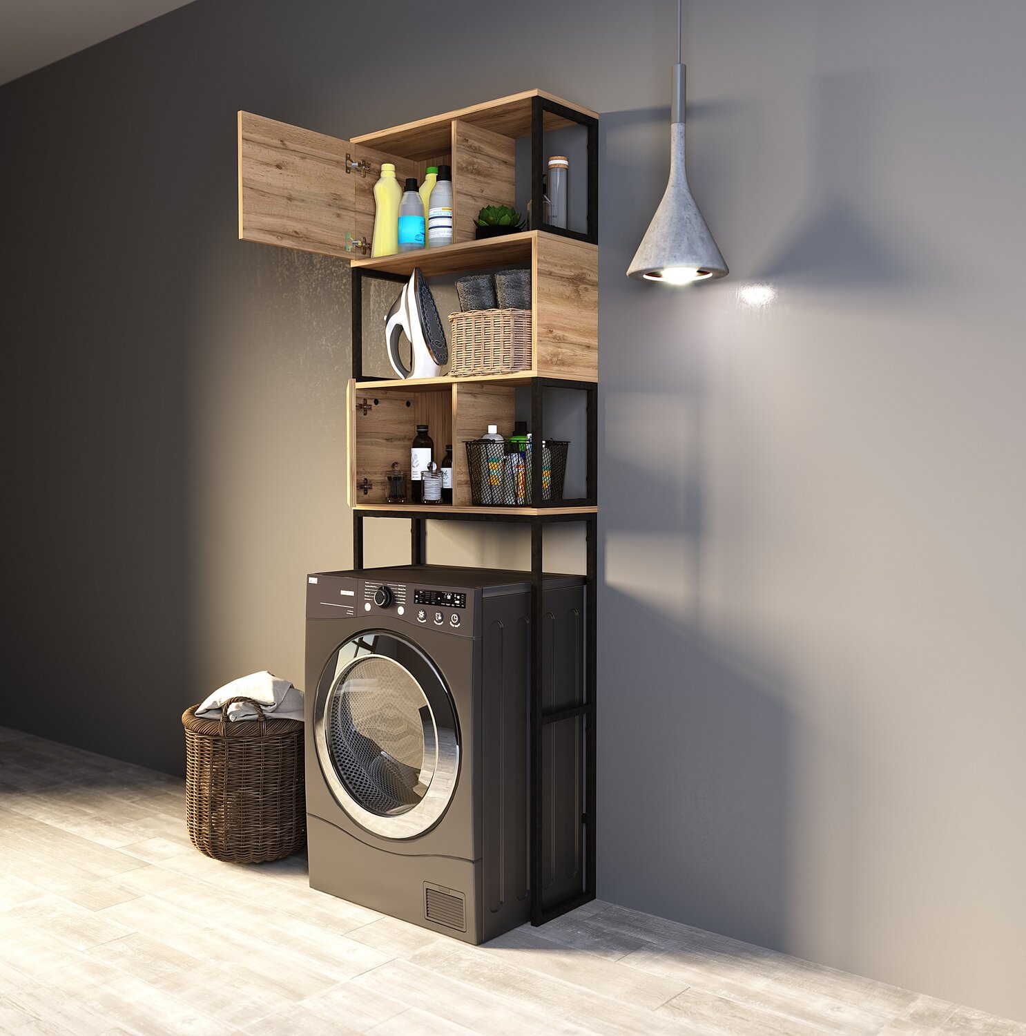 Шкаф 1Marka Grunge Loft 200*66 Дуб вотан