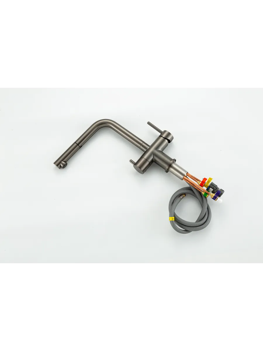 Вытяжной смеситель для кухни с фильтром Gappo G97 G4397-79 оружейная сталь