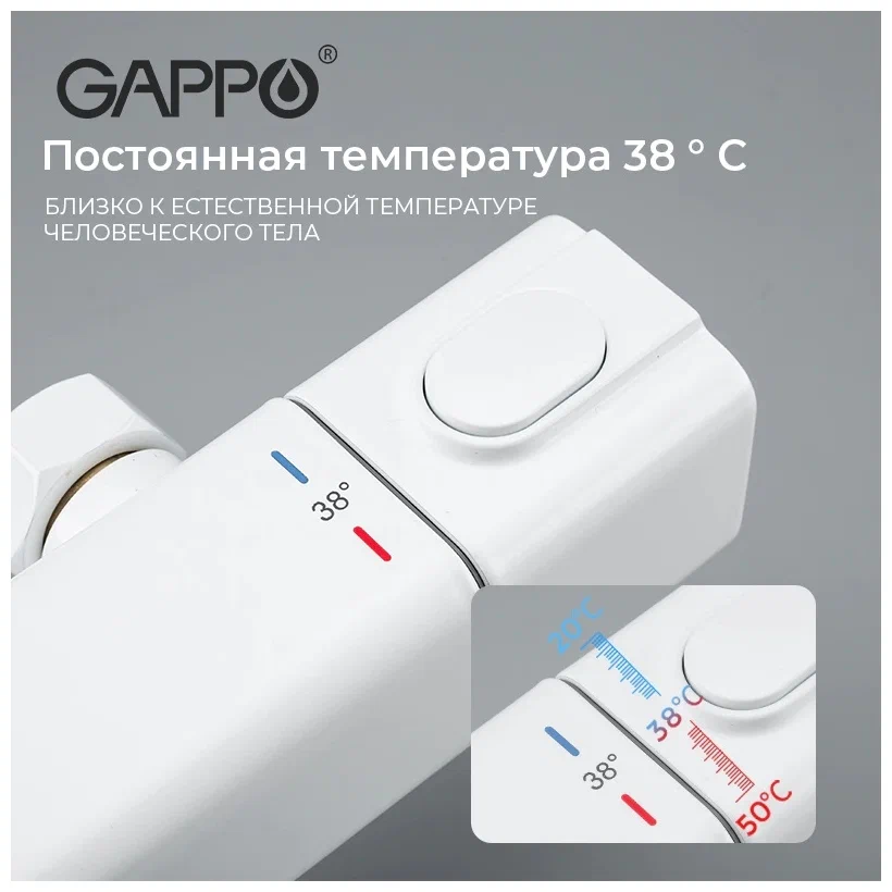 Душевая система с термостатом Gappo G2491-8 белый