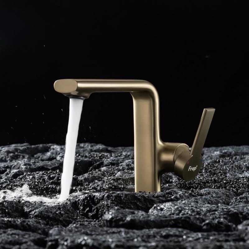 Смеситель для раковины Frap H88-3 F1088-3 золотой сатин