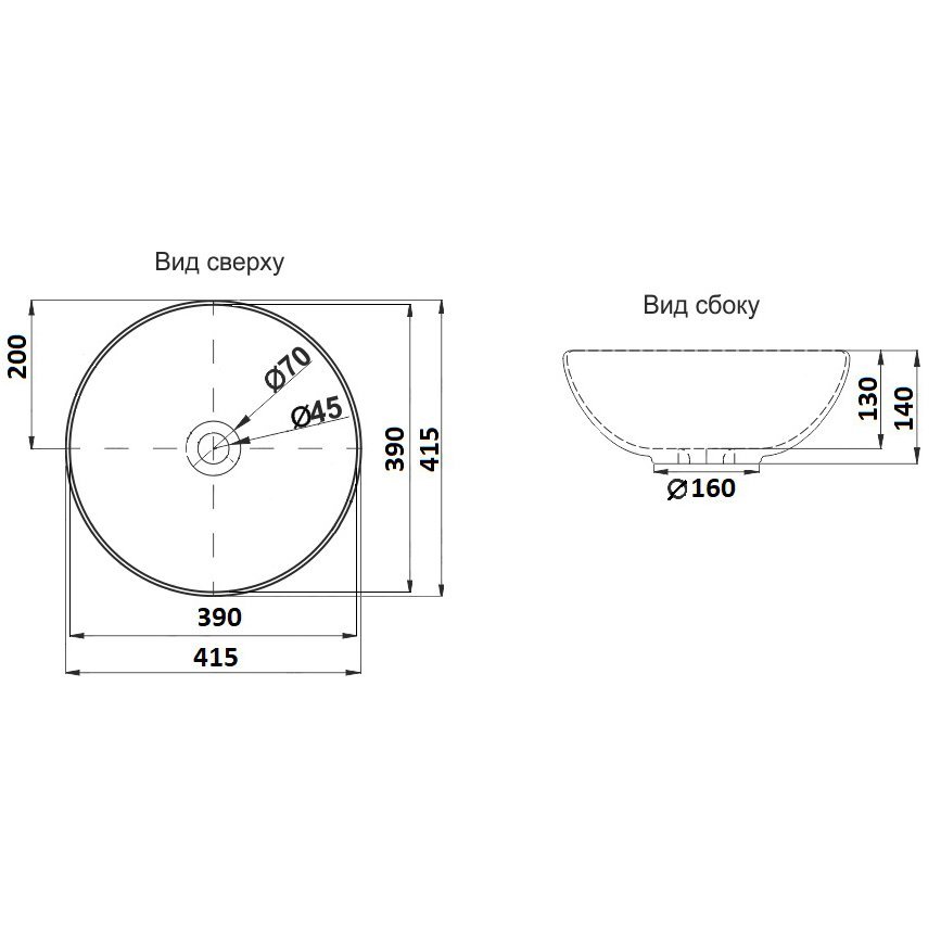 Накладная раковина CeramaLux 41 104MC-1 капучино