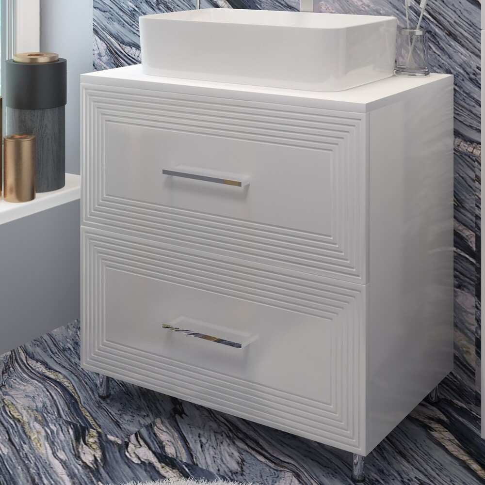 Напольная тумба EvaGold Francesca 80 белый глянец (с сифоном)