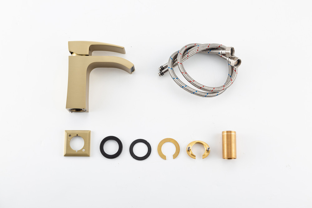 Смеситель для раковины Gappo G07-33 G1007-33 золотой сатин