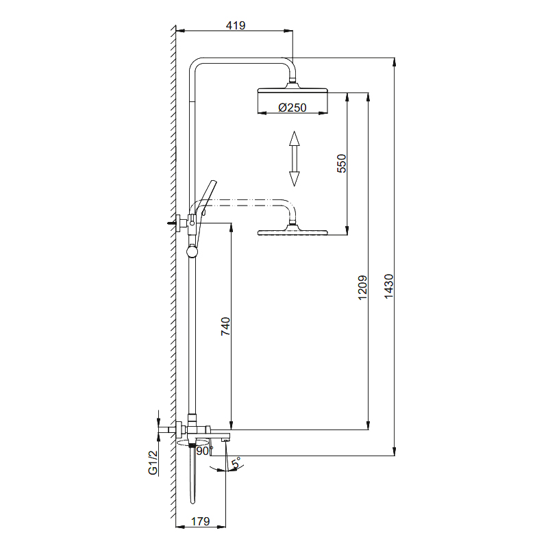 Душевая система Frap H85 F2485 хром