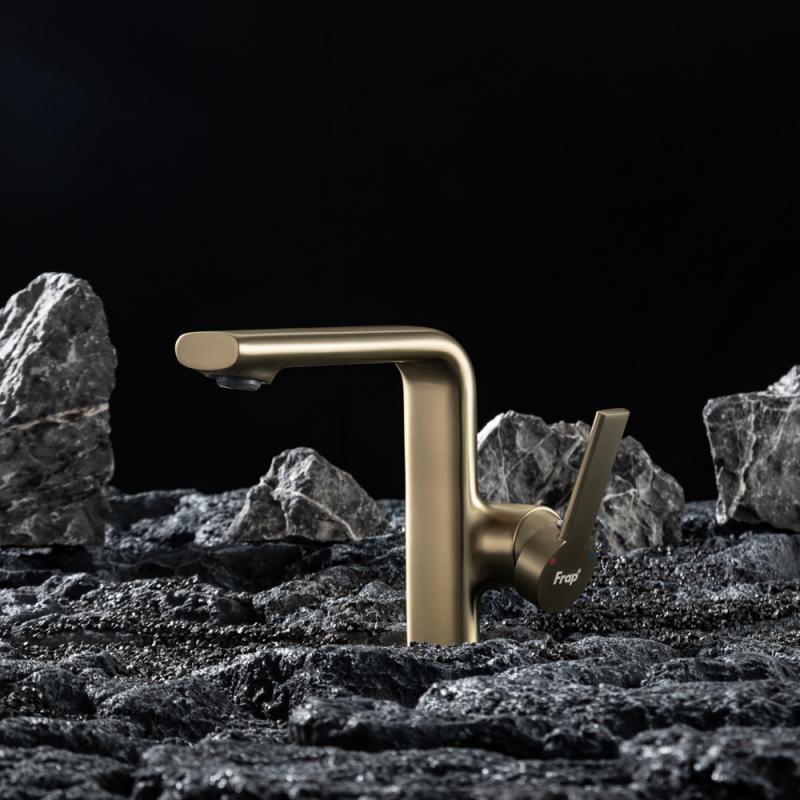 Смеситель для раковины Frap H88-3 F1088-3 золотой сатин