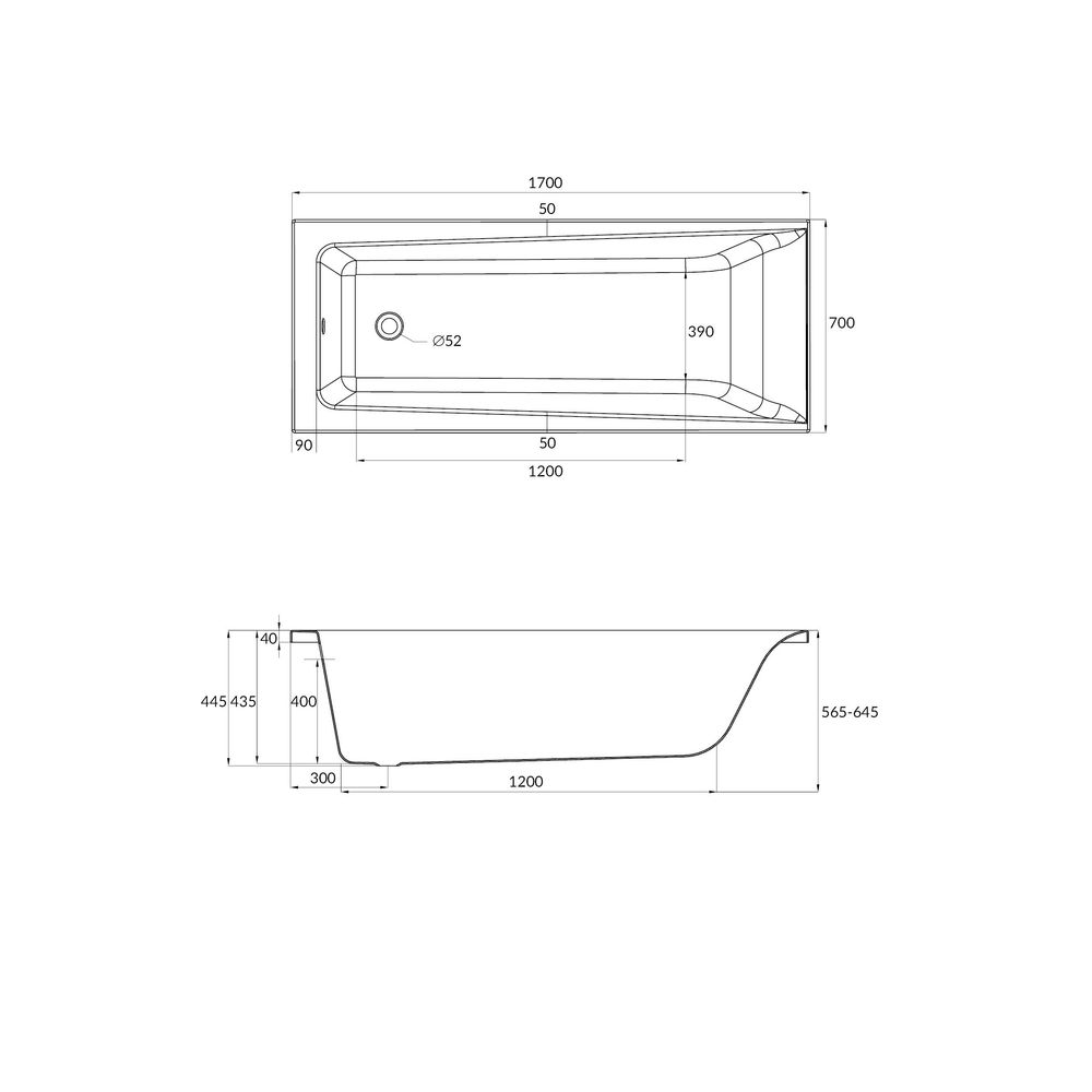 Акриловая ванна Cersanit Lorena 170*70
