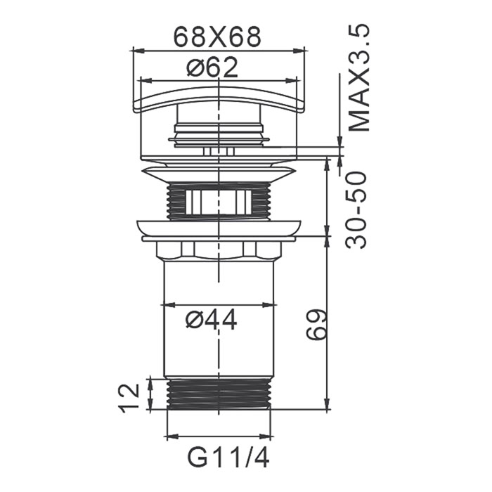 Донный клапан Frap F60-2 хром