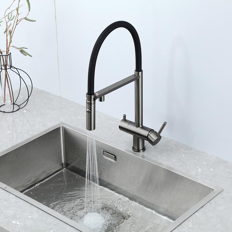 Смеситель для кухни с фильтром Gappo G97 G4397-89 оружейная сталь