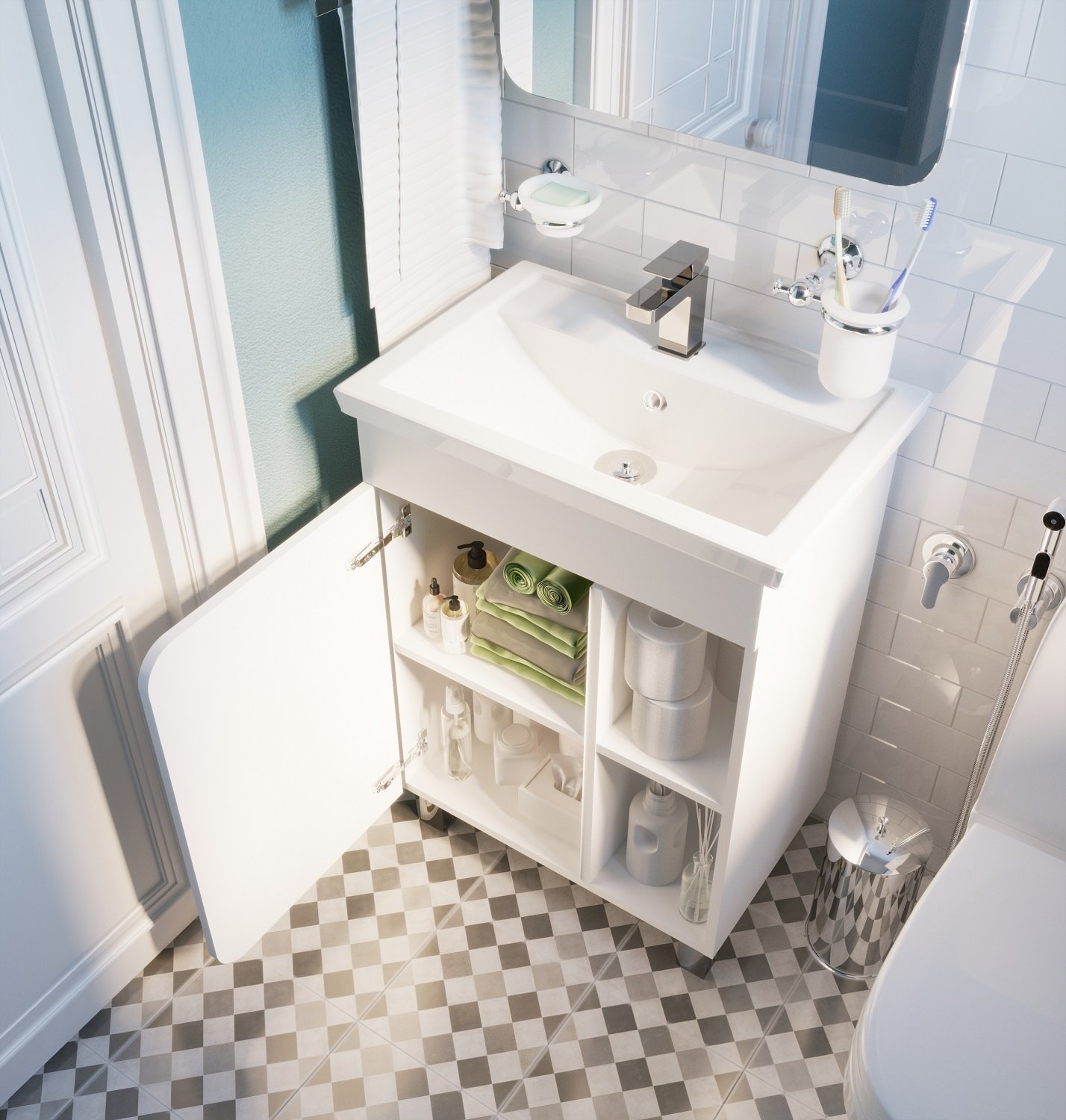 Тумба 1Marka Nuvo 70Н 1д. Белый глянец