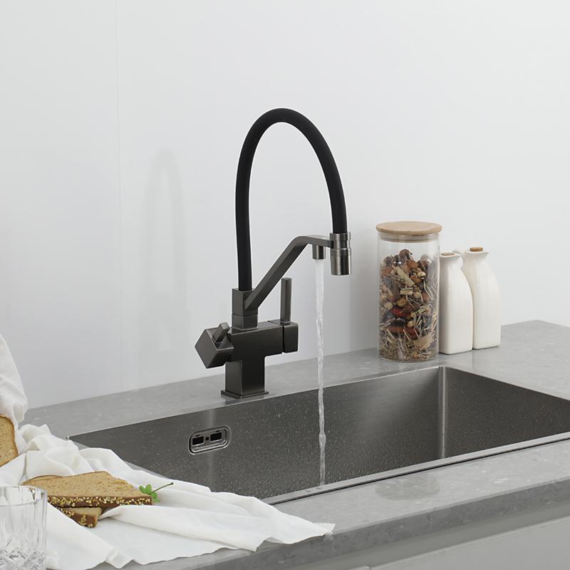 Смеситель для кухни с фильтром Gappo G95 G4395-69 оружейная сталь