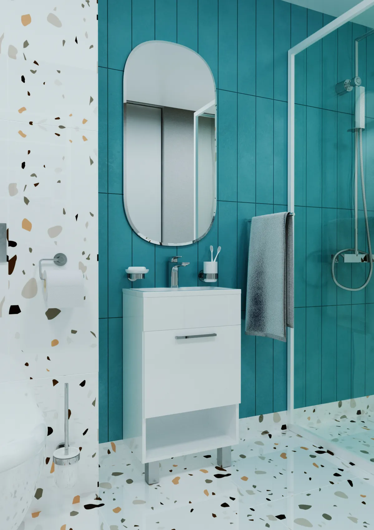 Тумба с раковиной 1Marka July 50Н 1д. Белый глянец