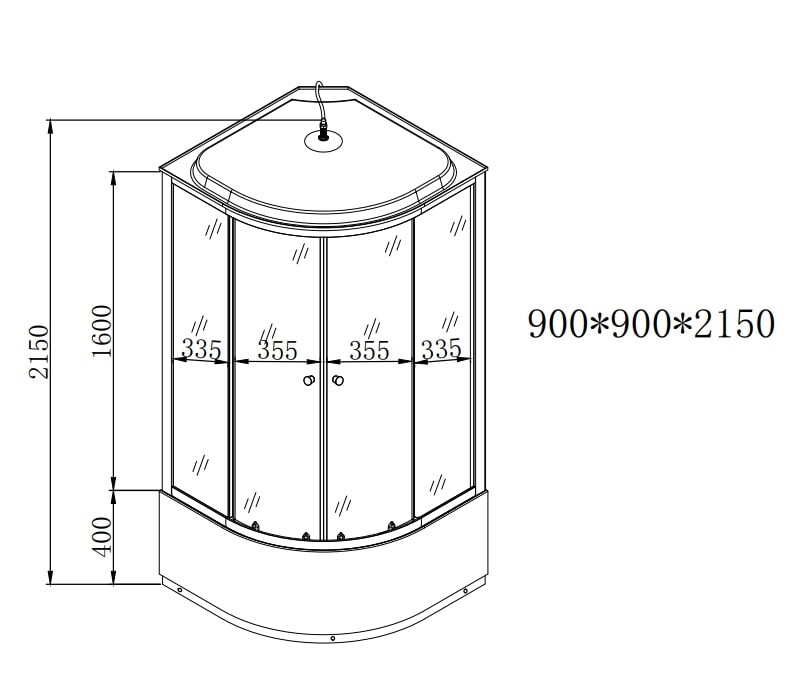 Душевая кабина EvaGold F902BS 90*90, высокий поддон, рифленое стекло
