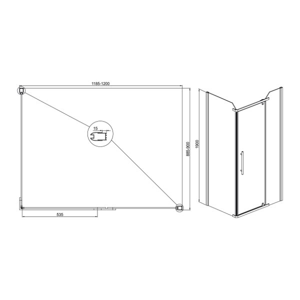 Душевое ограждение Sole Quadro 90*120