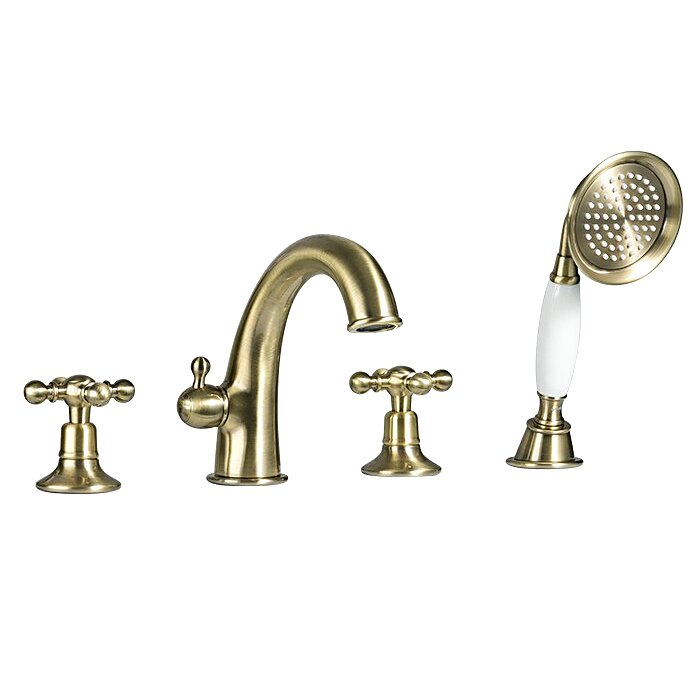 Бронзовый врезной смеситель для ванны на 4 отверстия Gappo G1189-4