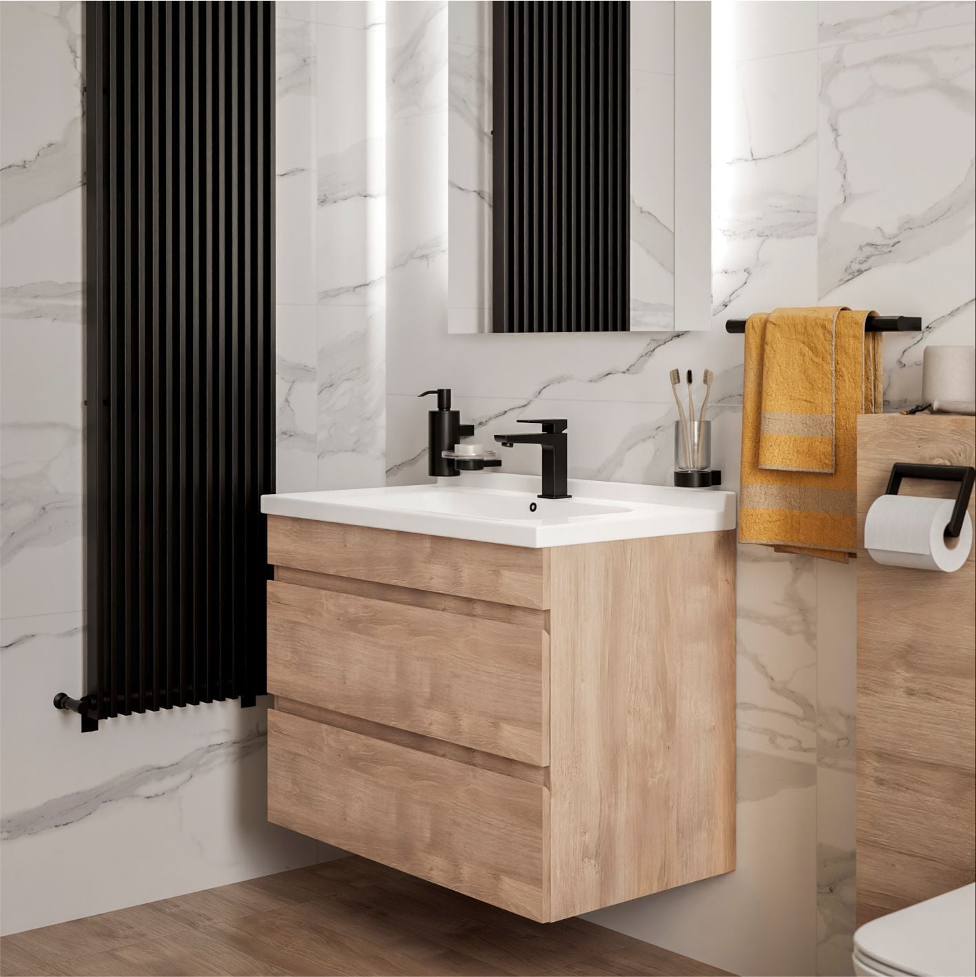 Подвесная тумба Nova Karelia 70 дуб харбор золотой (Simple 70)