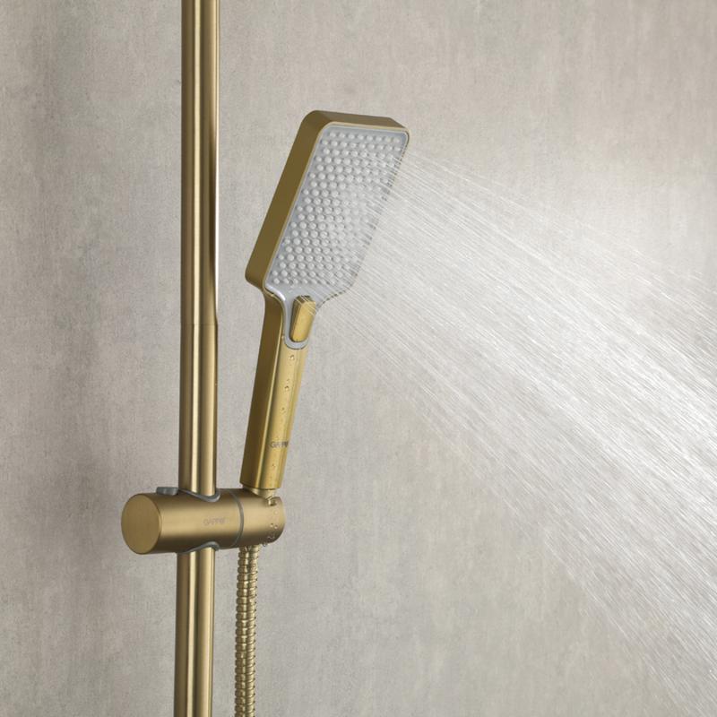 Душевая система с термостатом Gappo G91 G2491-3 золотой сатин