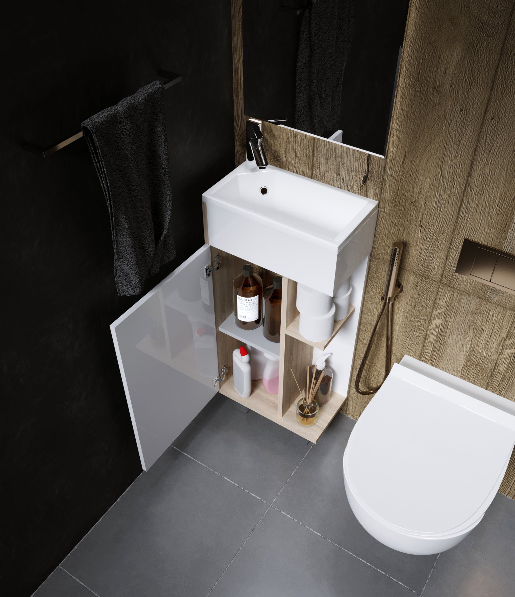 Тумба с раковиной 1Marka Laura 40Н 1д. Дуб Сонома L