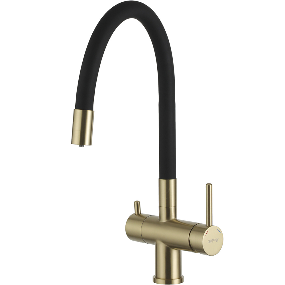 Смеситель для кухни с подключением фильтра Gappo G4398-33 золото-черный