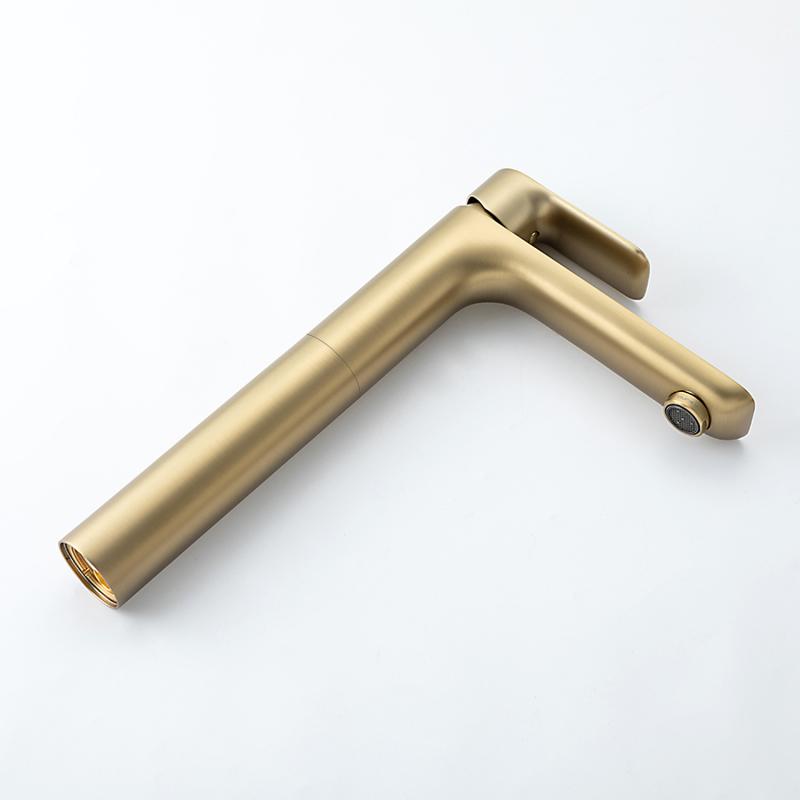 Высокий смеситель для раковины Gappo G48-3 G1048-32 золотой сатин