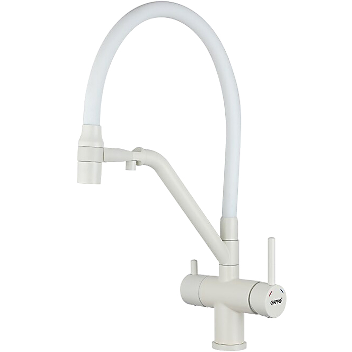 Смеситель для кухни с гибким изливом и фильтром Gappo G4398-88 белый