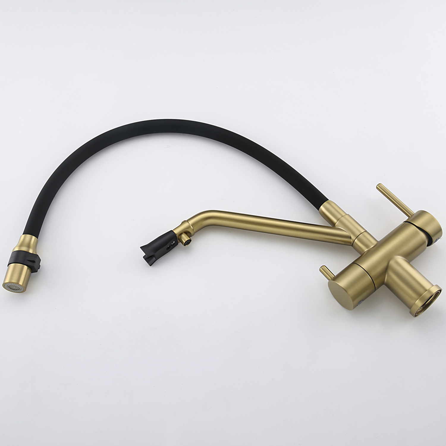 Смеситель для кухни с гибким изливом и фильтром Gappo G4398-83 золото-черный