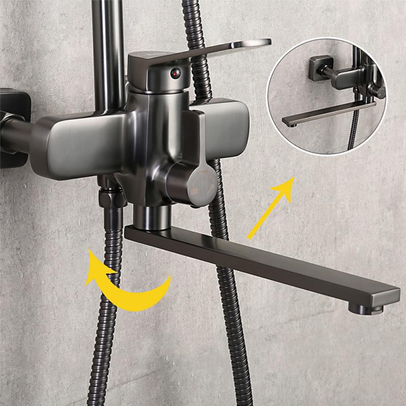 Душевая система Frap H62-9 F2462-9 оружейная сталь