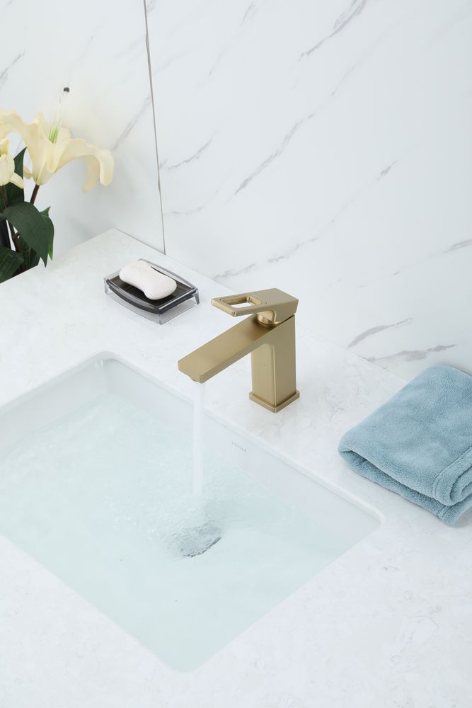 Смеситель для раковины Gappo G17-3 G1017-3 золотой сатин